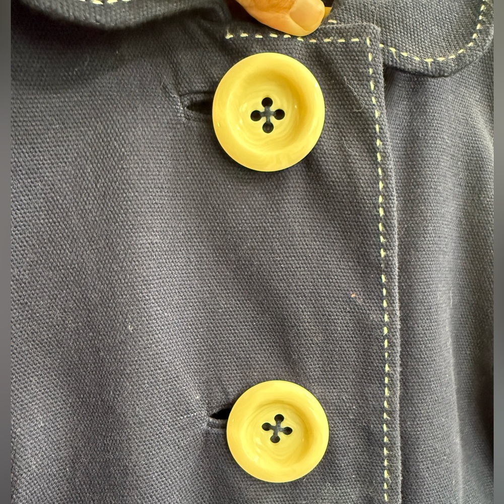 Boden Blazer Womens 12 Regular Cotton w/ Poly Lining Navy Blue Oversize Buttons - Picture 3 of 10